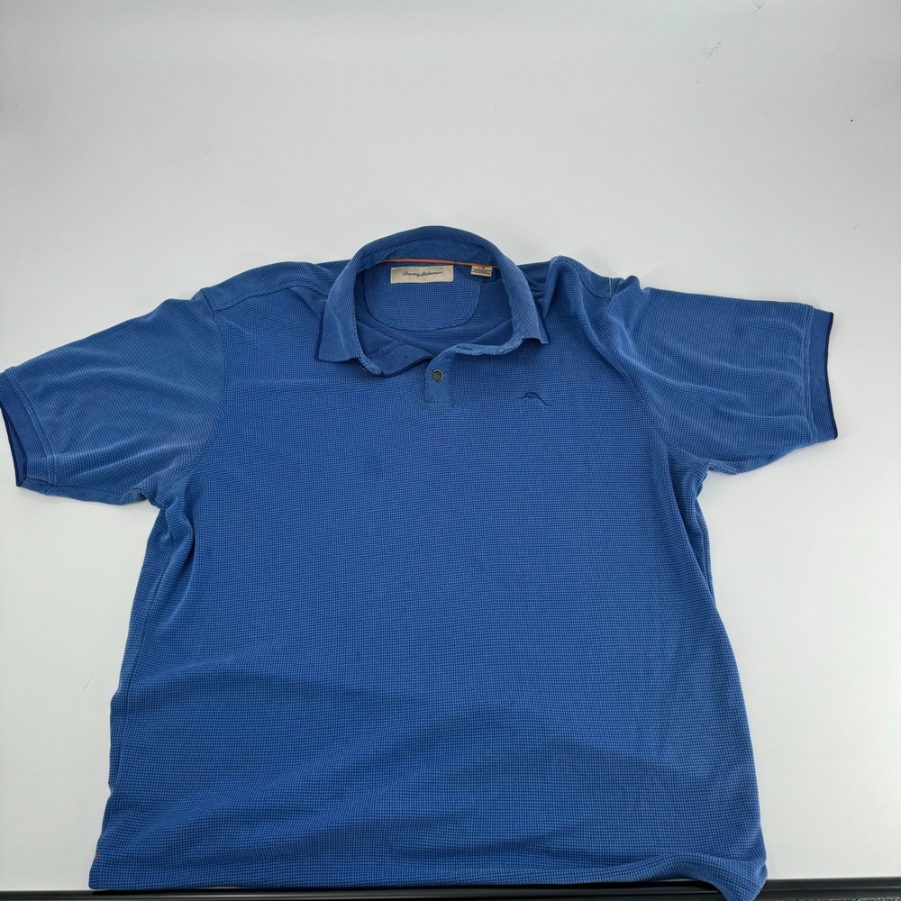 Tommy Bahama Men's Blue Textured Polo Shirt‎ Short Sleeve Size L Casual